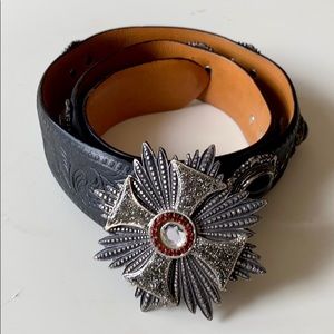 Johnny Be Good leather belt with charms.